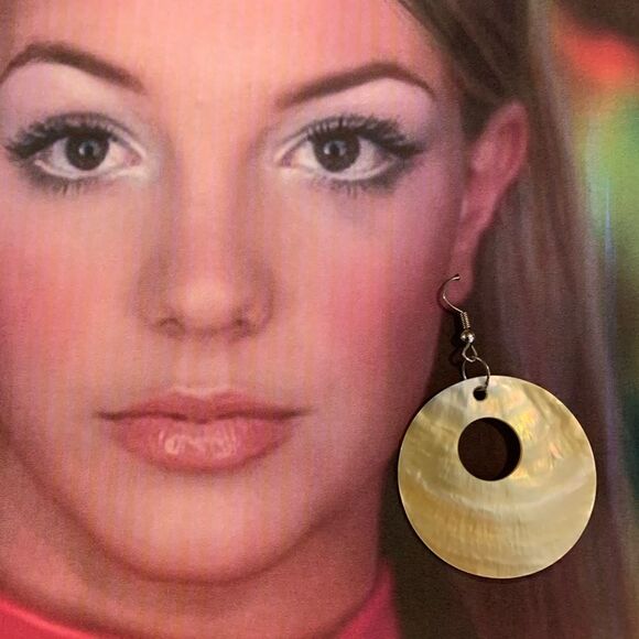 Shell Disc Drop Earrings  - Picture 1 of 4